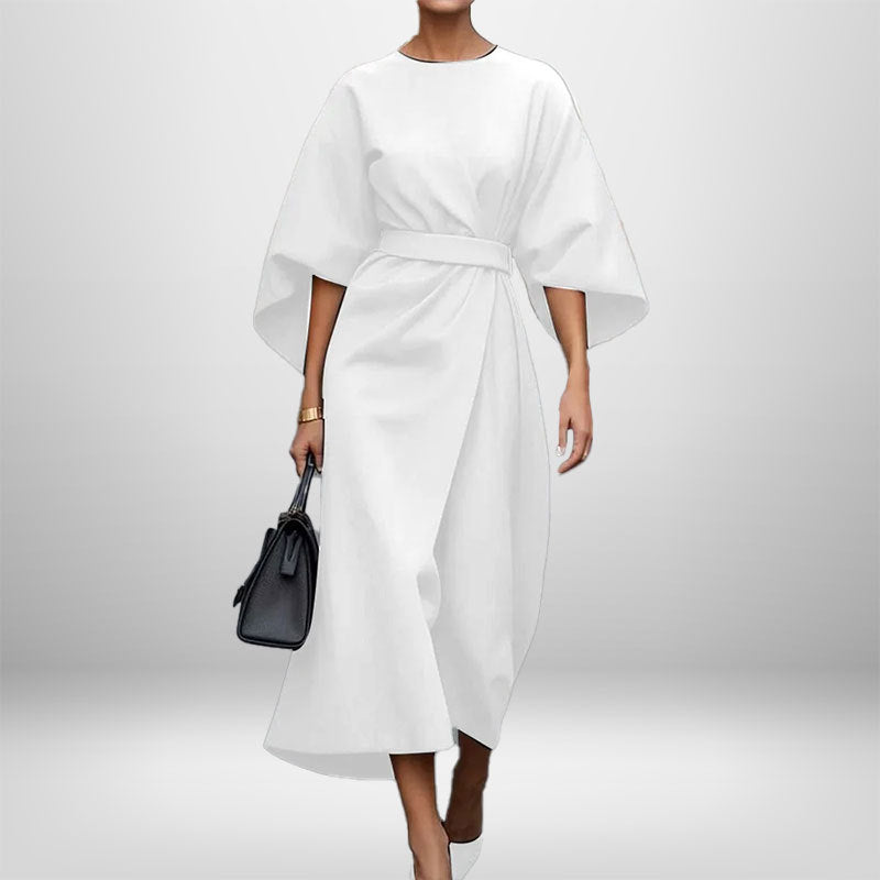 Women's Elegant Fashion Print Round Neck Long Dress 