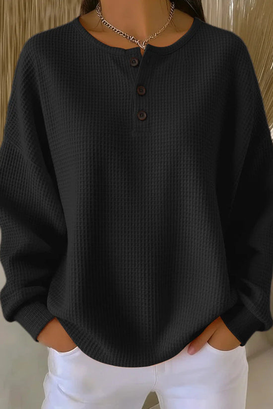 Round neck solid color pullover loose top 