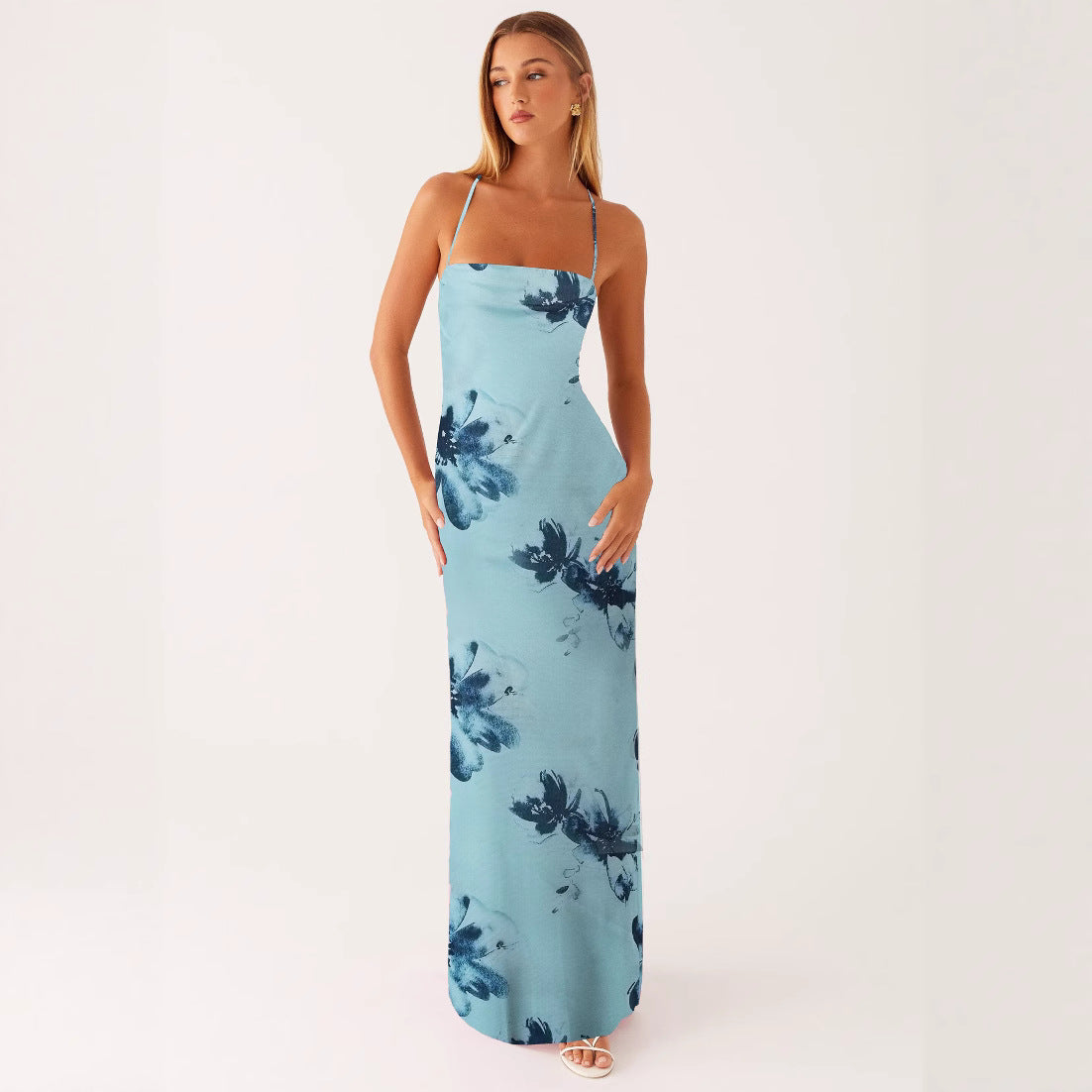Womens Printed Sleeveless Strap Bodycon Dress 