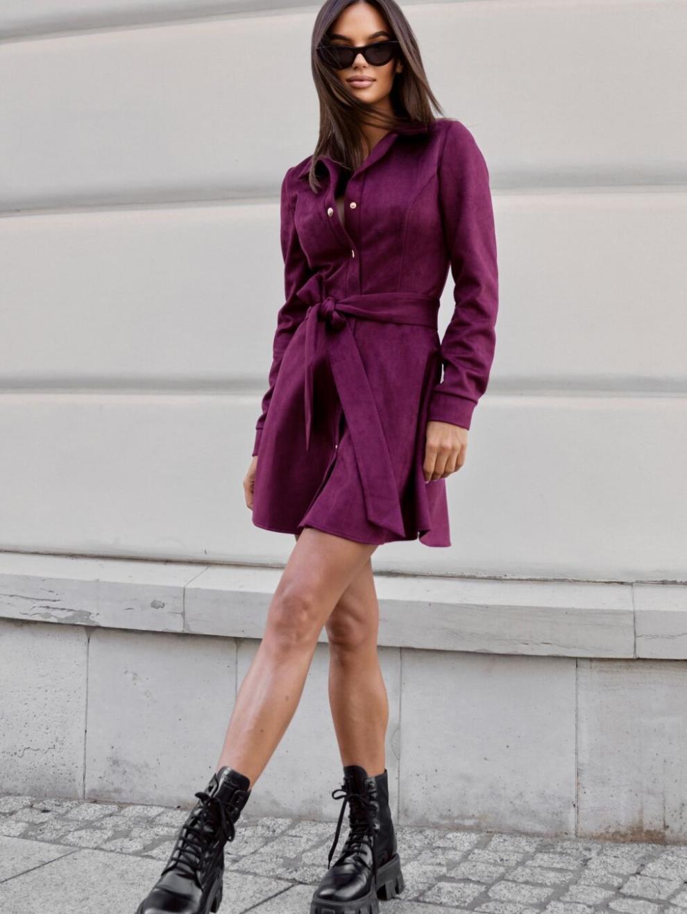 Womens Loose Plus-Size Lace-Up Dress 