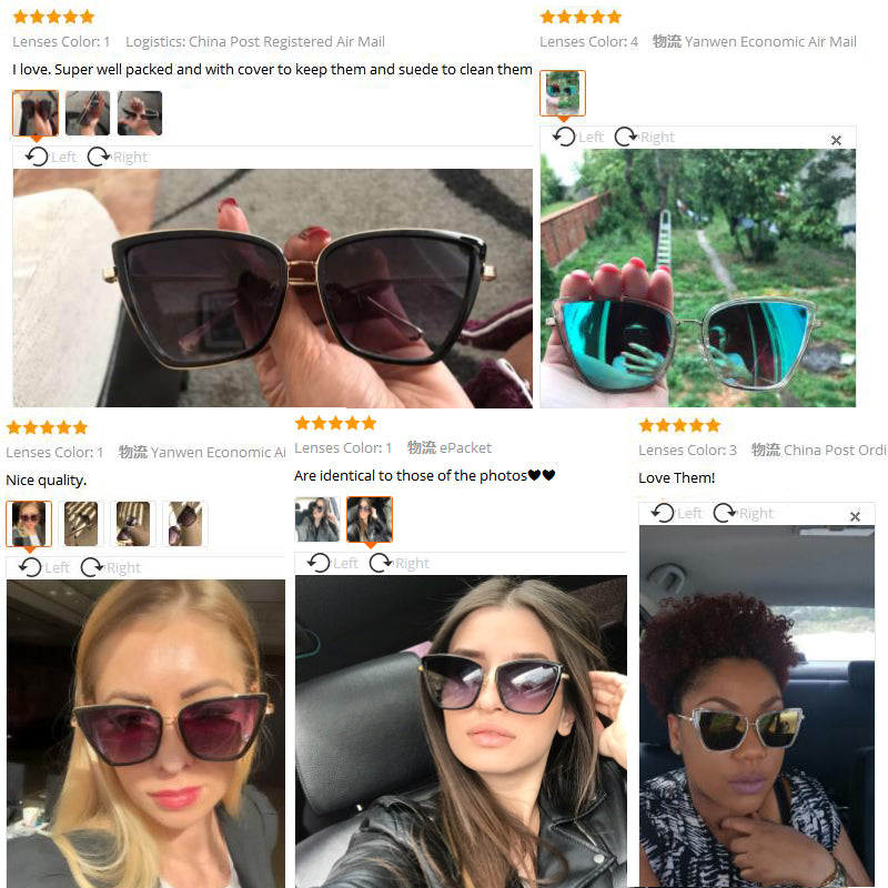 Big Cat Eye Sunglasses Women Black Mirror Sun Glasses eprolo