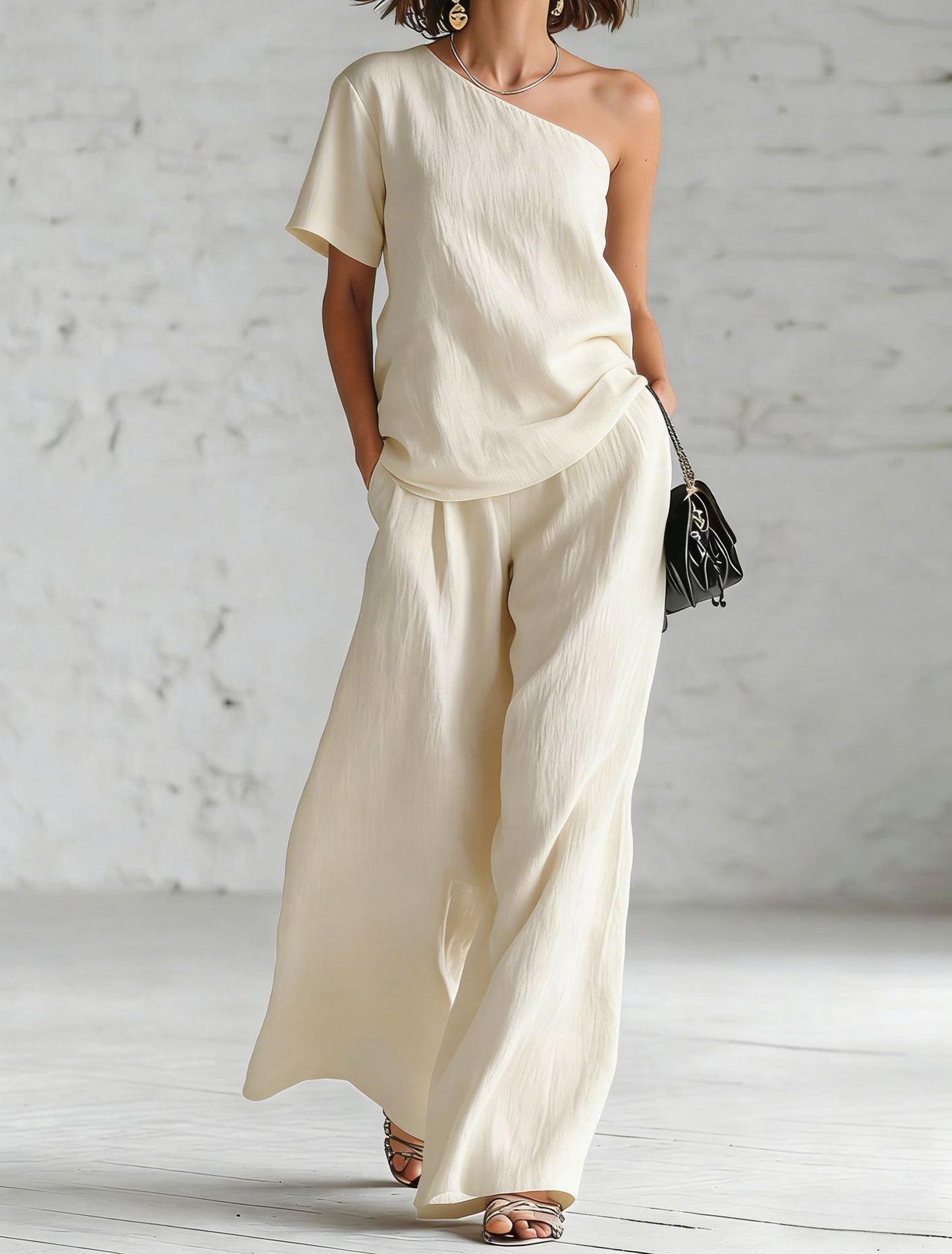 Fashion Top And Wide-leg Pants Casual Set 