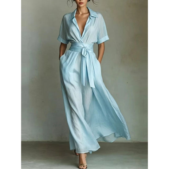 Solid color waist slimming dress