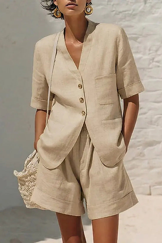 Loose-fitting Cotton And Linen Two-piece Set 