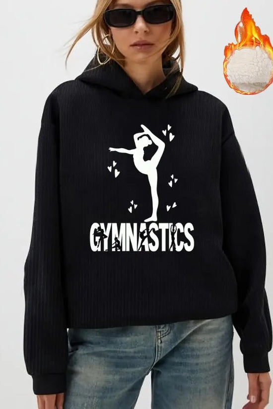 Women’s Gymnastics Print Hoodie – Casual Fall Winter Sweatshirt CJ US