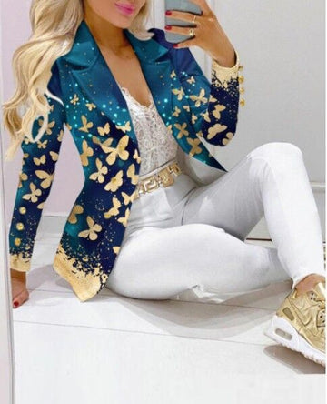 Blue Butterfly White Pants