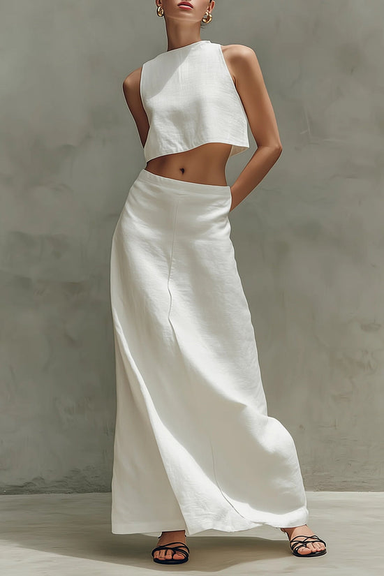 Summer Stylish Slimming Sleeveless Maxi Dress Elegant Two-Piece Set 