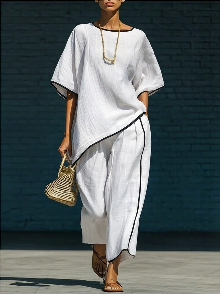 Casual Resort-Style Fashionable Loose Two-Piece Set For Women 