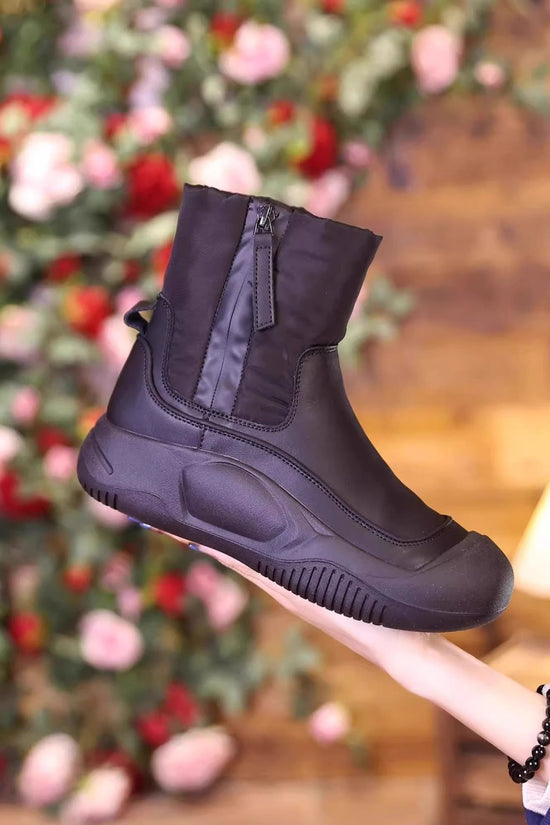 Winter Plush Snow Boots With Side Zipper Warm Thick-sole Non-slip Waterproof Short Shoes For Women 
