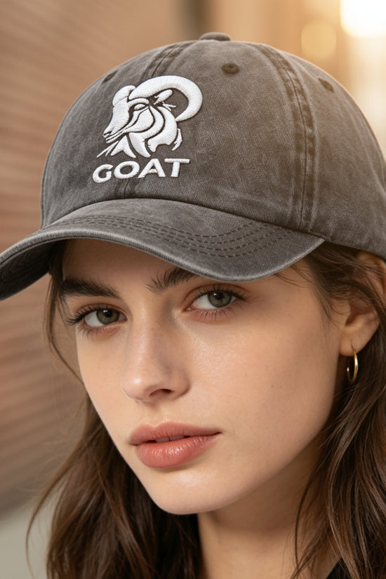 2pcs GOAT Ram Embroidered Baseball Cap - Vintage Washed Cotton Hat, Adjustable Unstructured Low Profile, Casual Outdoor Cap For Men Women 