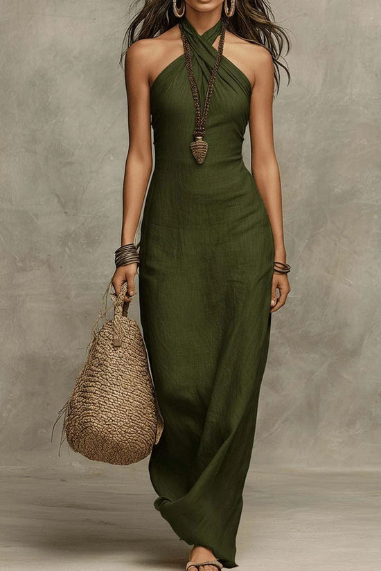 Sleeveless neck hanging dress 