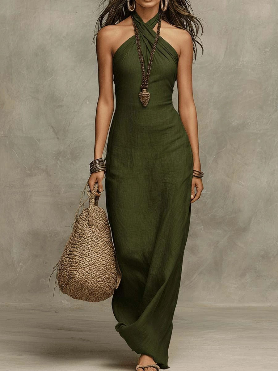Sleeveless neck hanging dress 