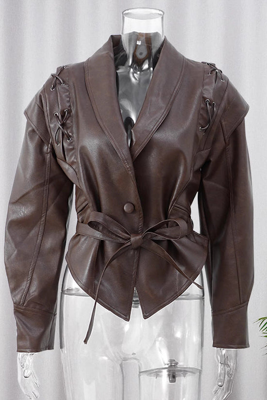 Strap up short long sleeved jacket 
