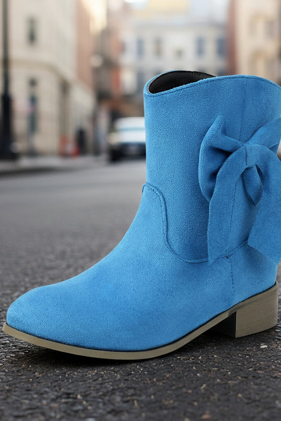 Low Heel Suede Large Size Sweet Bow Casual Boots CJ