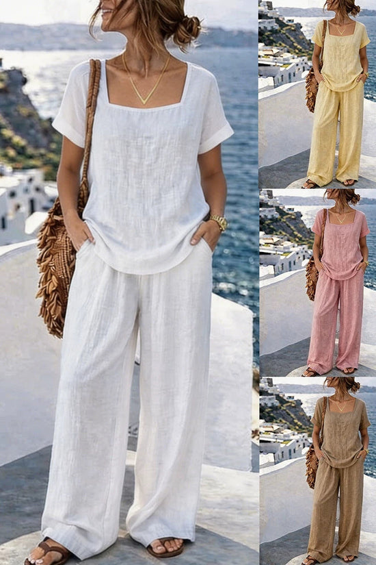 Women's Square-Neck Short-Sleeve Pantsuit 