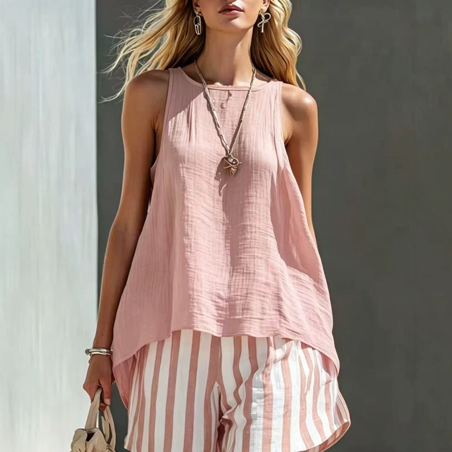 Solid Color V-Neck Long-Sleeve Shirt Womens Loose-Fitting Button-Up Top 