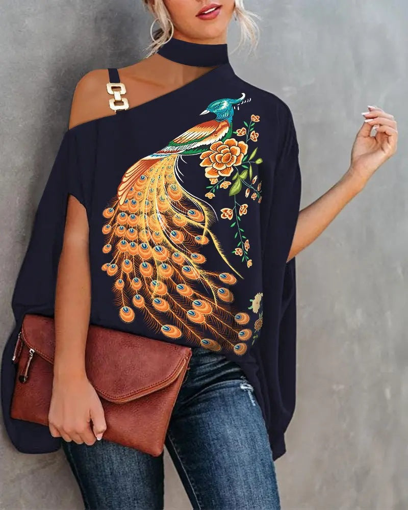 Women's V-Neck Printed Off-Shoulder Vest Top | 6 Prints S–XXL 