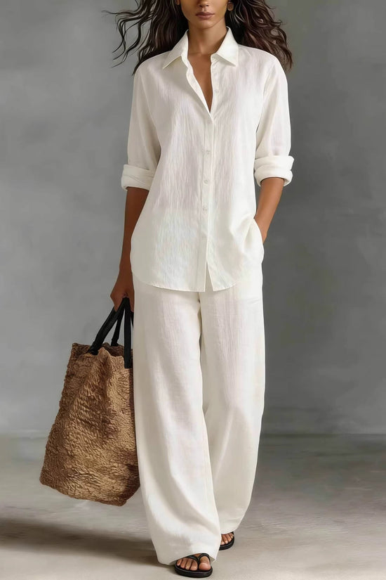 Bohemian Resort Cotton-Linen Top And Pants Set 