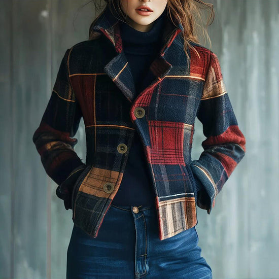 “Vintage Stand Collar Blazer with Single-Row Buttons — Tailored Jacket” CJ US