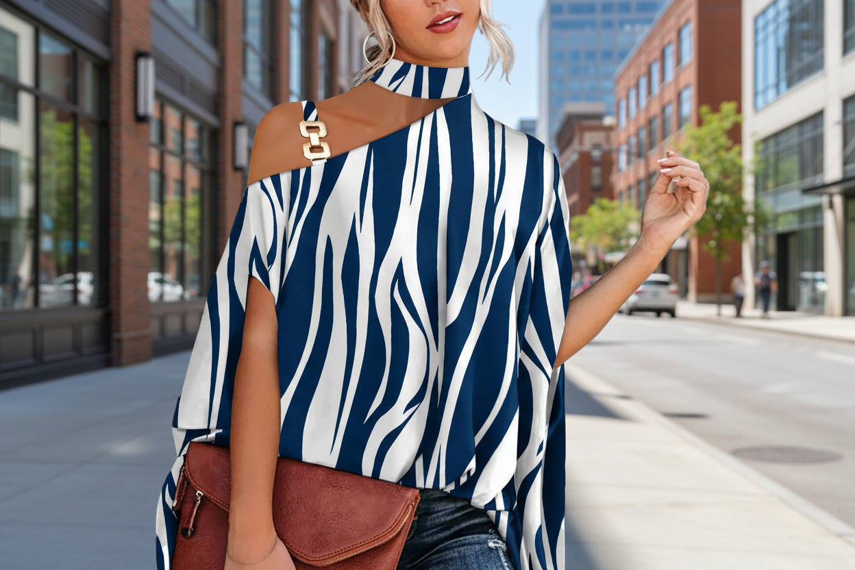 Women’s V-Neck Printed Off-Shoulder Vest Top 