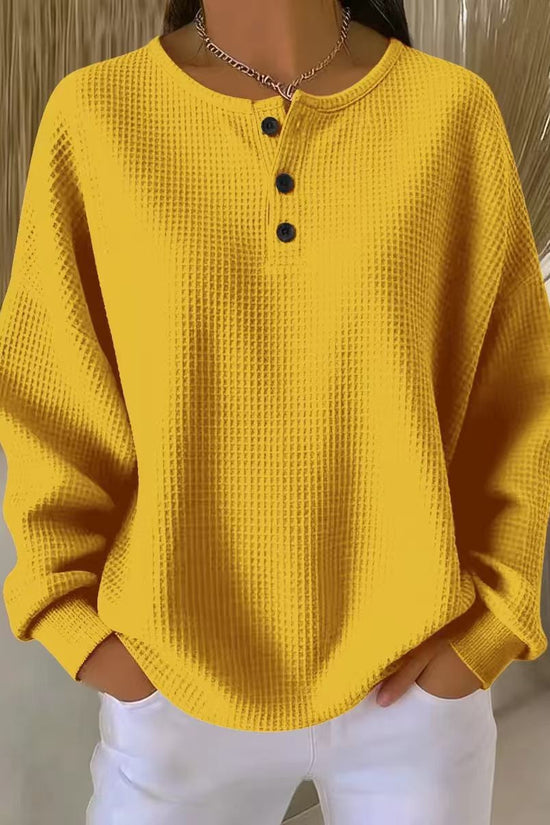 Round neck solid color pullover loose top 