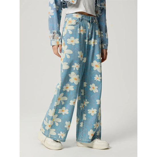 🌸 Women's Vintage Floral Print Straight-Leg Jeans FitiqueFit
