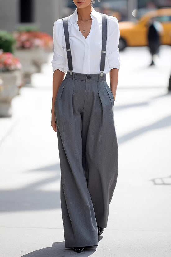 Women's adjustable detachable shoulder strap pocket pants 