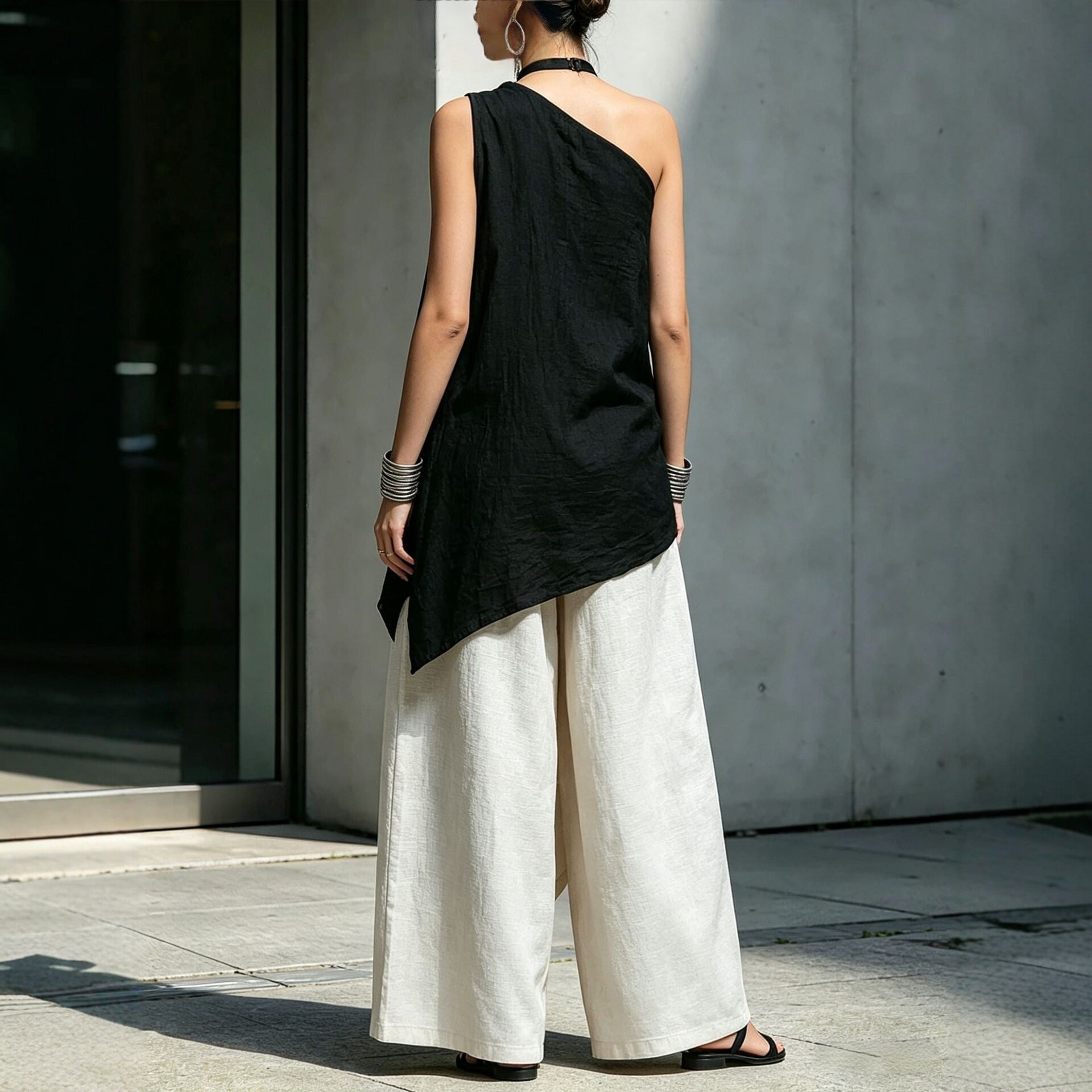 Casual Versatile Fashionable One-shoulder T-shirt 