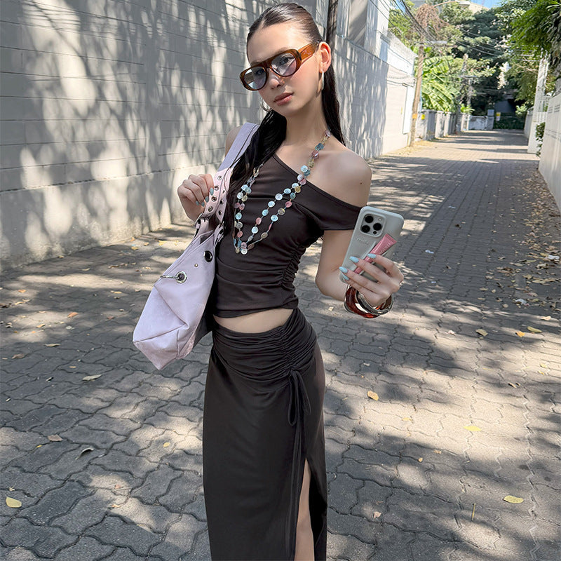 Women's Off-shoulder Vest And Skirt Set 