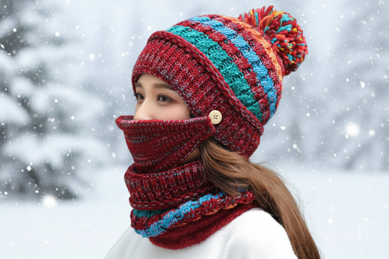 Winter Plush Knitted Hat – Soft Warm Knit Beanie for Cold Weather - FitiqueFit
