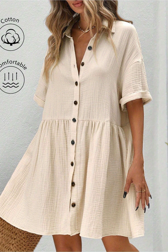 Women’s Ruffle Hem Shirt Dress – Loose Fit Summer Holiday Style CJ US