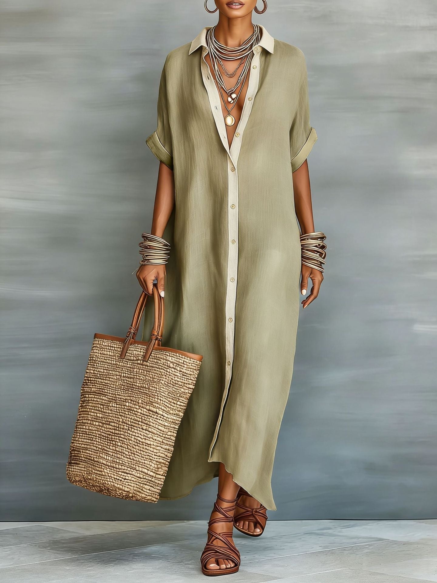 Loose short sleeved shirt skirt 