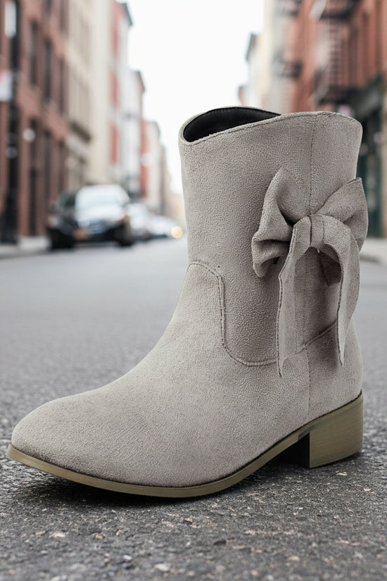 Low Heel Suede Large Size Sweet Bow Casual Boots CJ