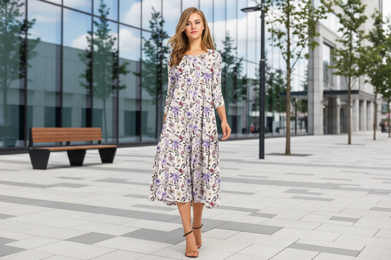 Women's Fashion Floral Slim-fit Short-sleeve Dress 