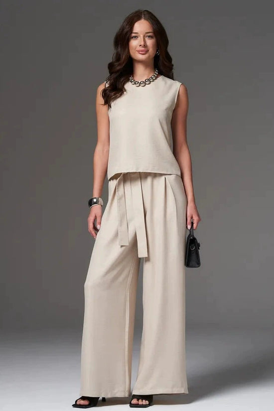 Women's Loose Casual Sleeveless Wide-Leg Pants Set 