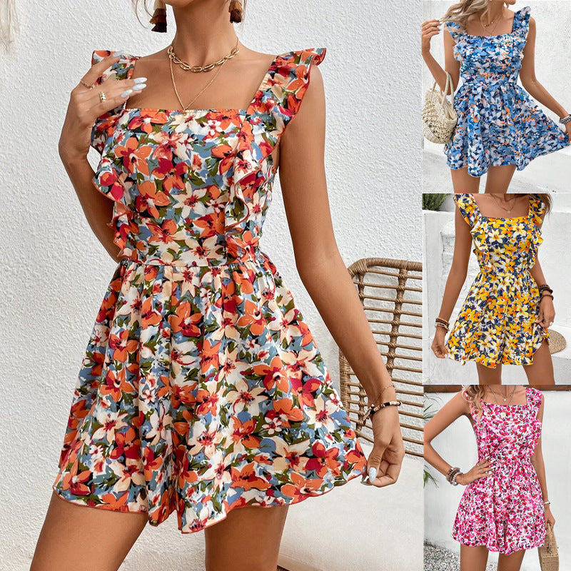 🌸 Women's Sleeveless Square Neck Printed Jumpsuit FitiqueFit