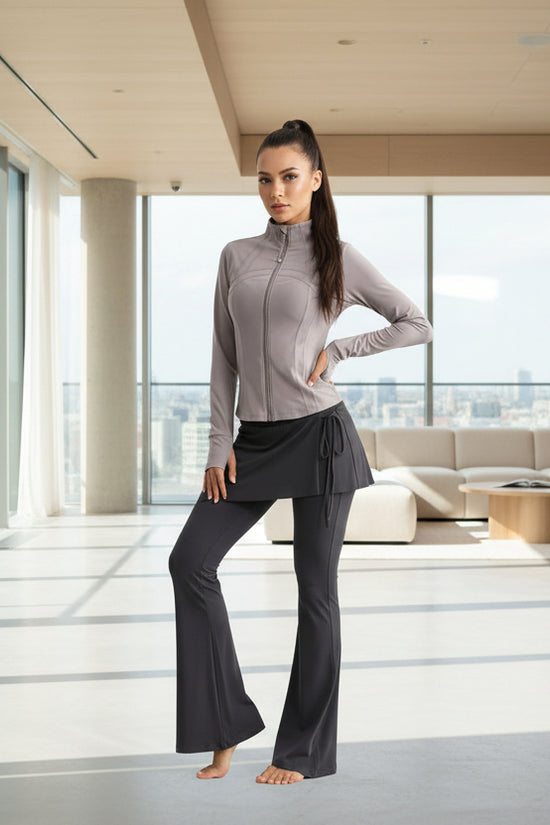 Long-sleeve Running Outfit With Zipper professional Gymwear Thats Slimming And Figure-flattering 
