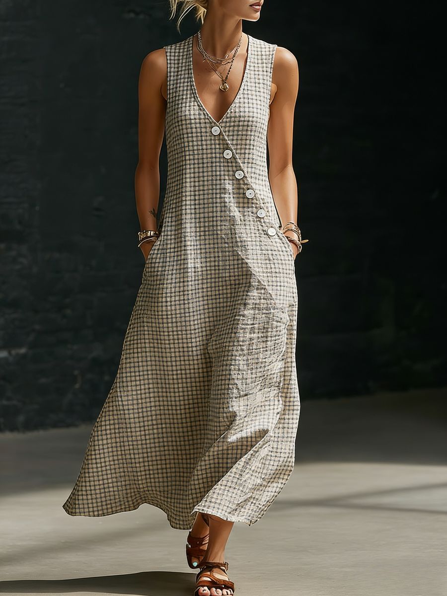 Loose-fitting V-neck Cross-over Shirt And Wide-leg Pants 
