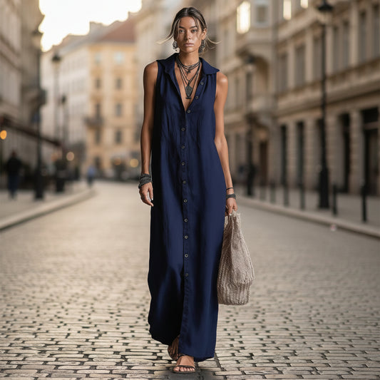 Sleeveless hooded breasted dress 
