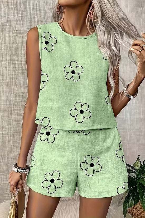 Womens Tank Top And Shorts Two-piece Set 