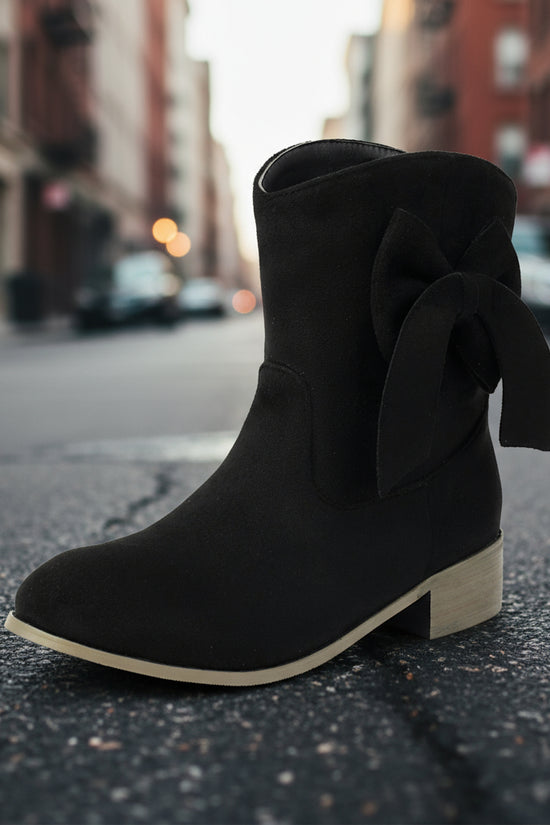 Low Heel Suede Large Size Sweet Bow Casual Boots CJ