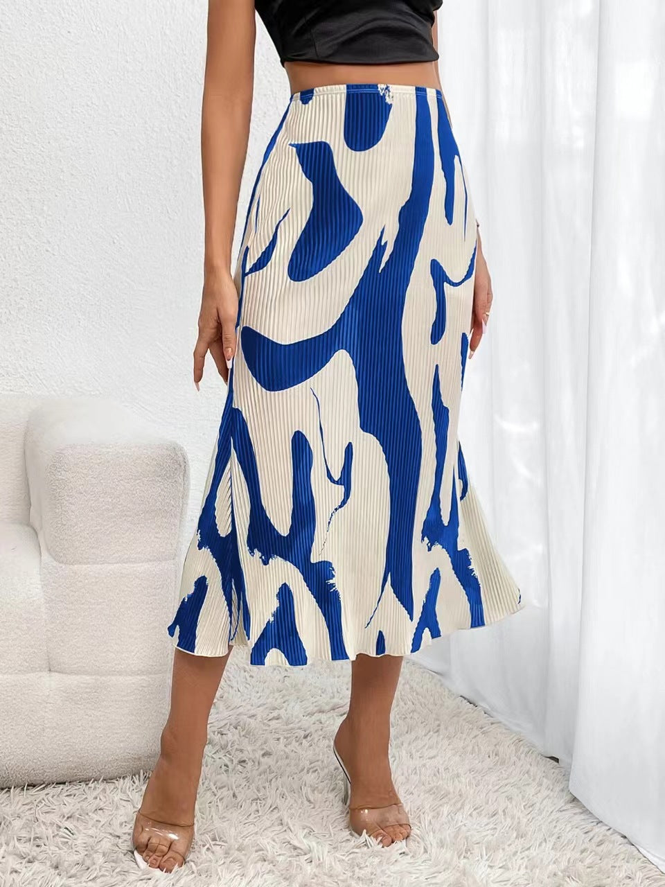 Women’s Tropical Print Pleated Skirt 