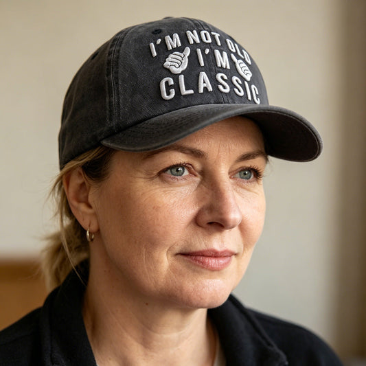 "I'm Not Old, I'm Classic" Embroidered Vintage Washed Baseball Cap – Funny Adjustable Hat 