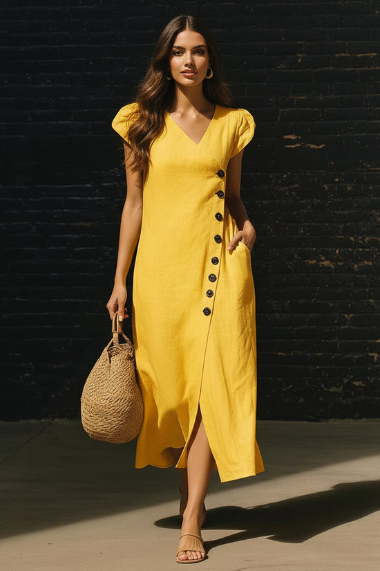 Women's Casual V-Neck Short-Sleeve Dress 