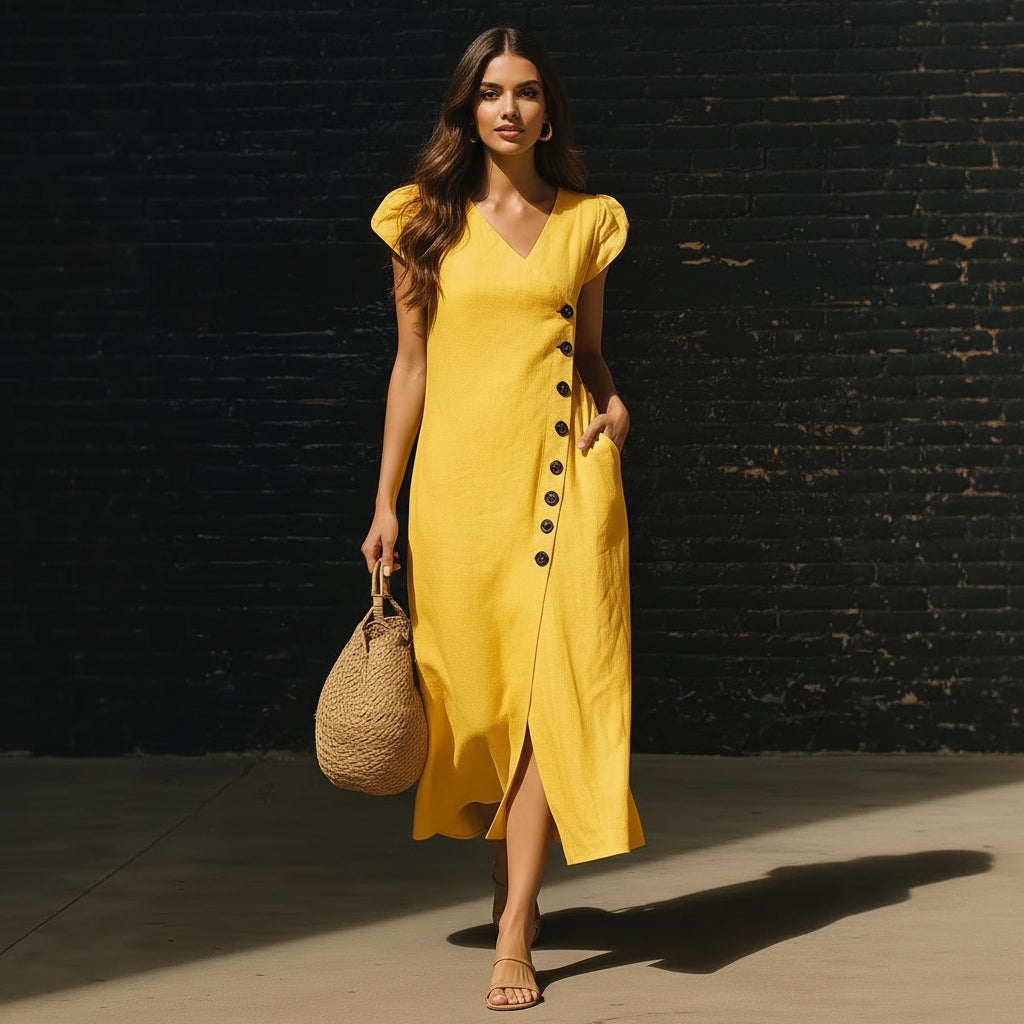 Women's Casual V-Neck Short-Sleeve Dress 
