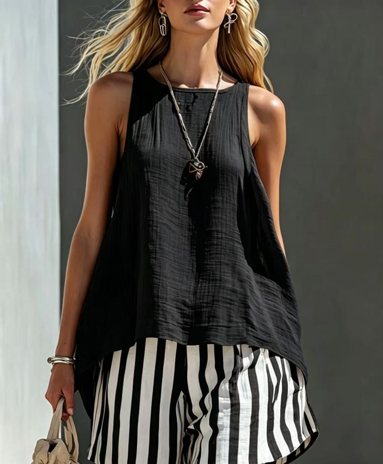 Solid Color V-Neck Long-Sleeve Shirt Womens Loose-Fitting Button-Up Top 