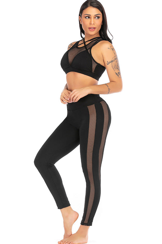 🧘‍♀️ Mesh Cross-Strap Hollow Yoga Suit for Women FitiqueFit