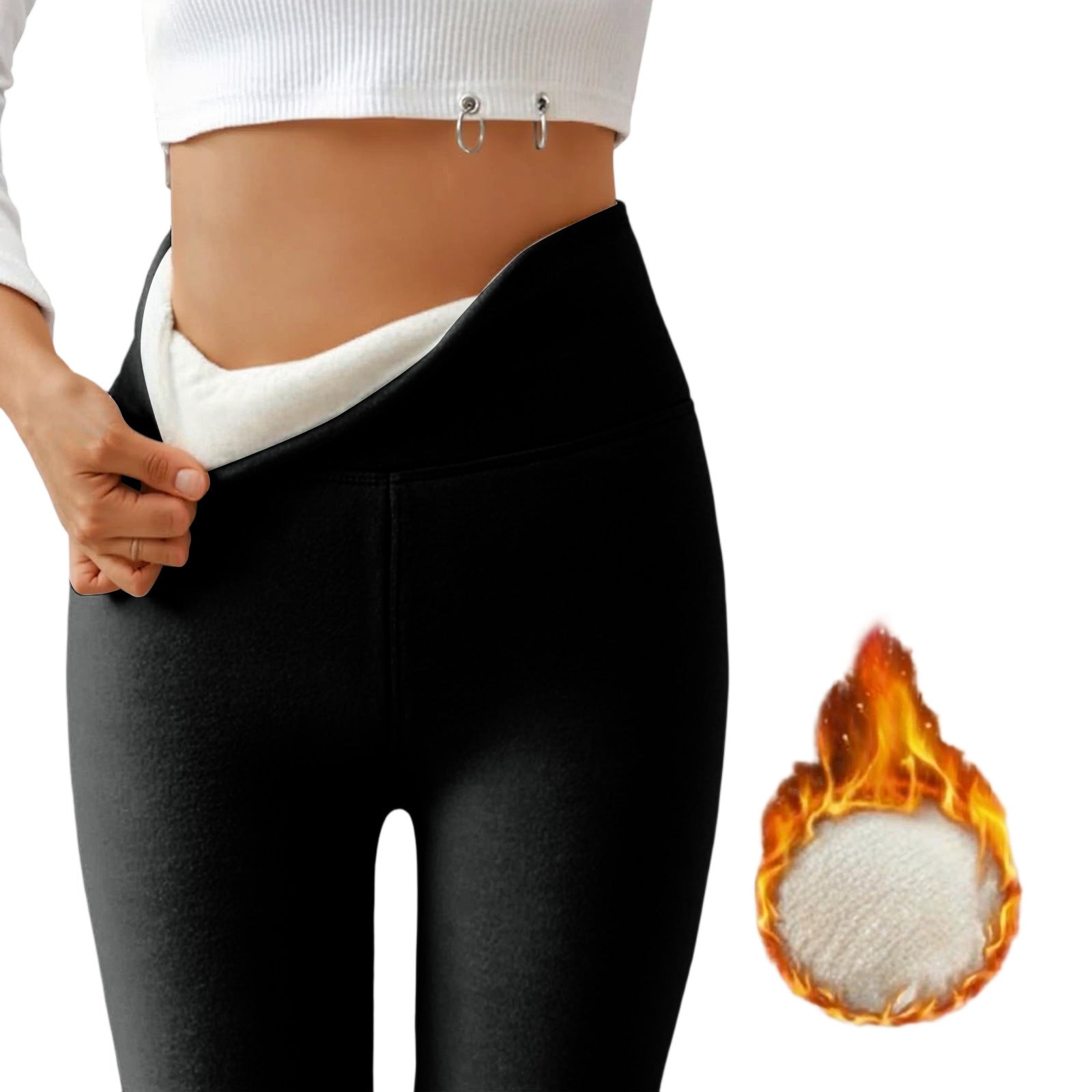 Women's Outer High Waist Hip Lift Leggings Fleece-lined Shark Pants 