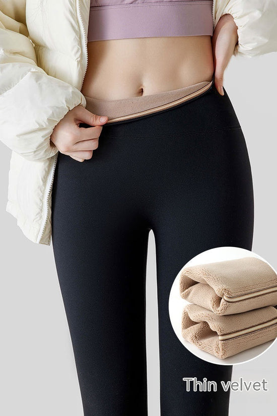 Fleece-lined Thick High Waist Hip Lift Leggings For Women 