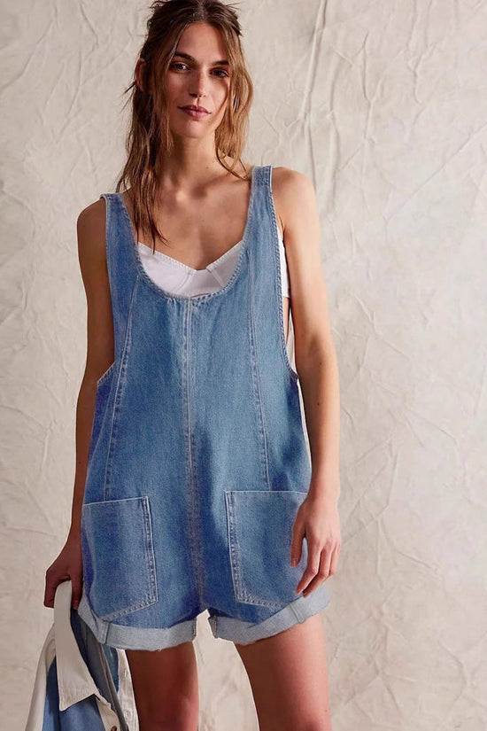 Women's Denim Overalls Shorts Summer Loose  Fashion Ready Stock 